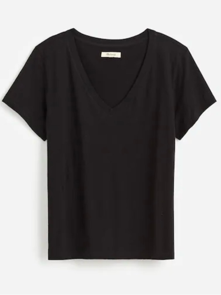 Nwt Madewell The Easy V-Neck Tee Soft Slub Jet Black